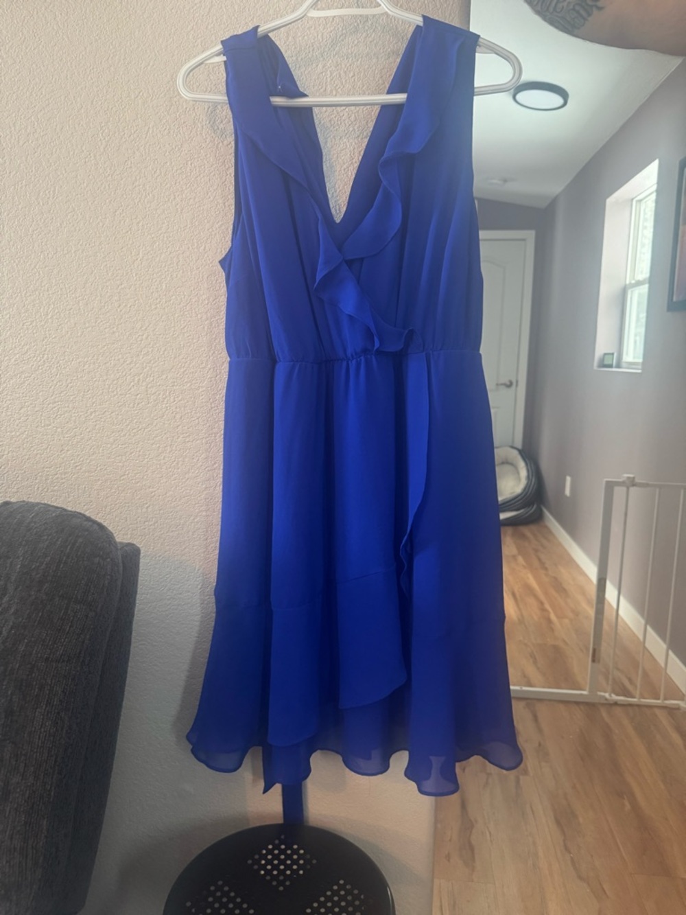 torrid Royal Blue Ruffle V-Neck Mini Dress